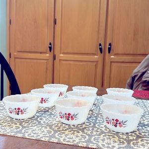Vintage Fire King, Primrose, milk glass custard cups - Set of 9 ~ Like New ~ 💎